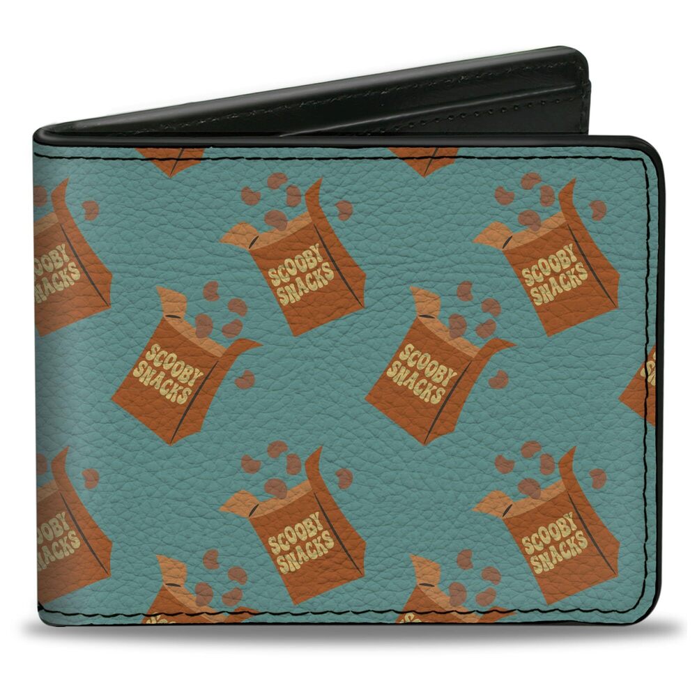 1893 Scooby Doo Wallet, Bifold, Scooby Snacks Box Collage Blue, Vegan
